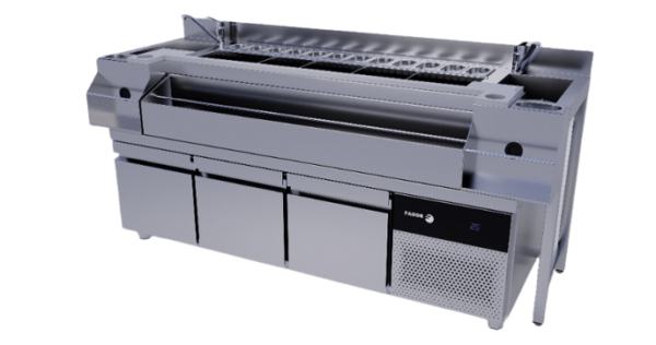 estacion cocteleria doble refrigerada nevera incorporada acero 15mm cubetas br1520