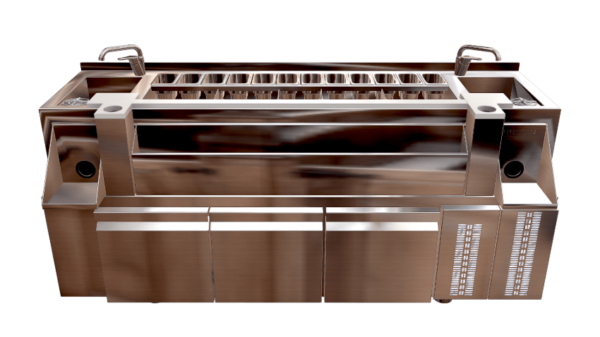 Estacion de Cocteleria doble refrigerada en acero inoxidable 0,8mm