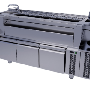 estacion cocteleria doble refrigerada nevera integrada acero 8mm doble residuo br0820