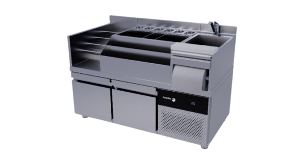 estacion cocteleria individual acero 15mm refrigerada nevera incluida tabla de corte sbbr1513 1